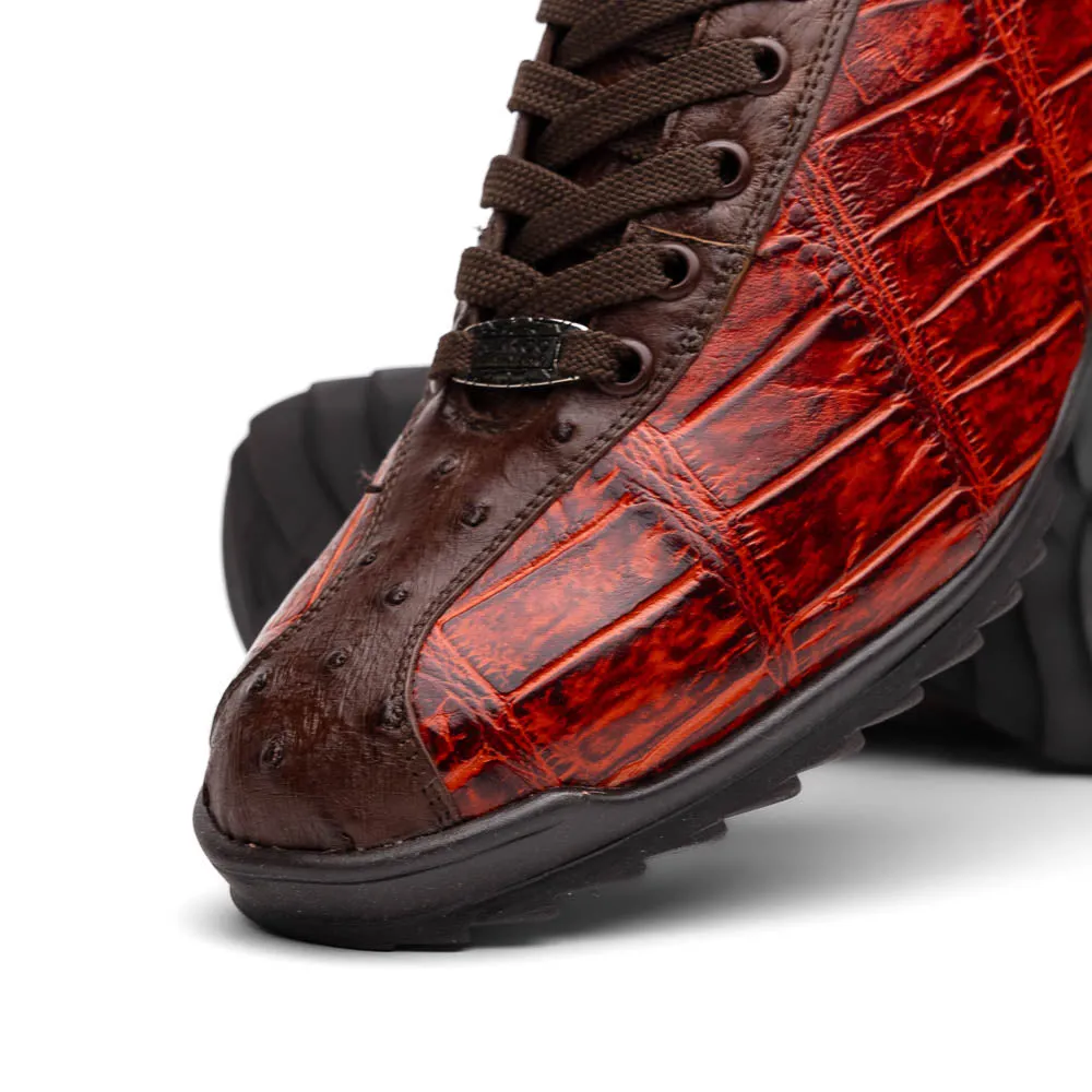 Marco Di Milano Saulo Cognac Exotic Ostrich and Alligator Casual Sneakers sold by Alberto Nardoni product image thumbnail 4