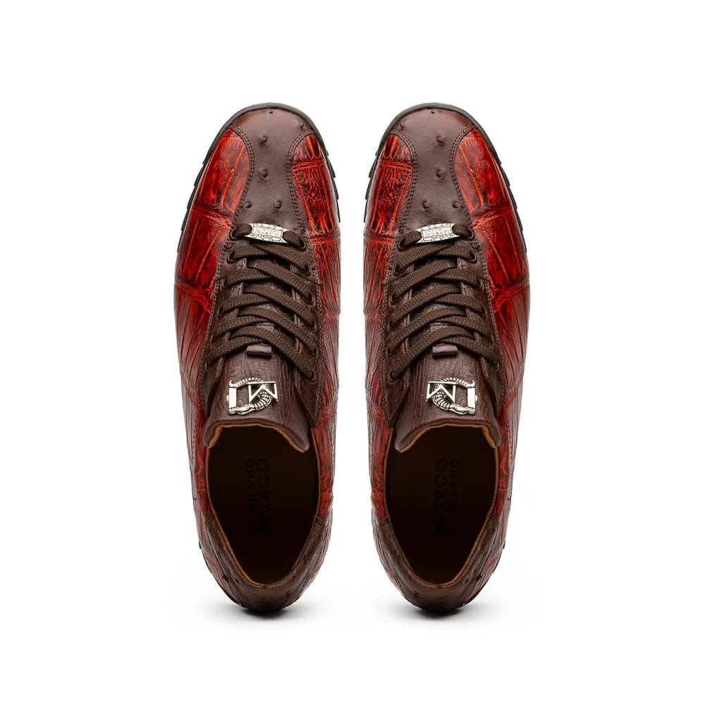 Marco Di Milano Saulo Cognac Exotic Ostrich and Alligator Casual Sneakers sold by Alberto Nardoni product image thumbnail 5
