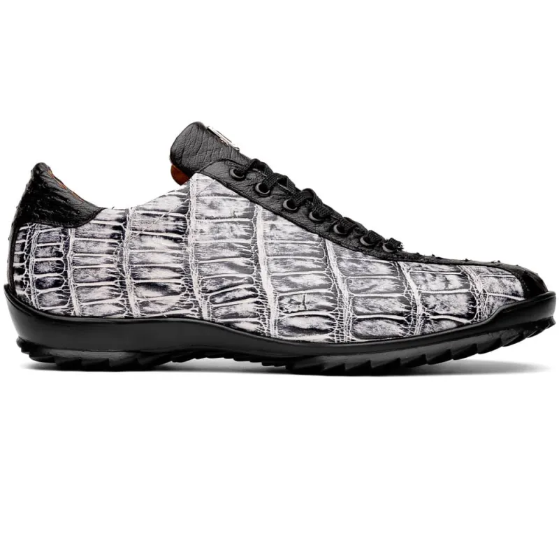 Marco Di Milano Saulo Newspaper Exotic Ostrich and Alligator Casual Sneakers sold by Alberto Nardoni