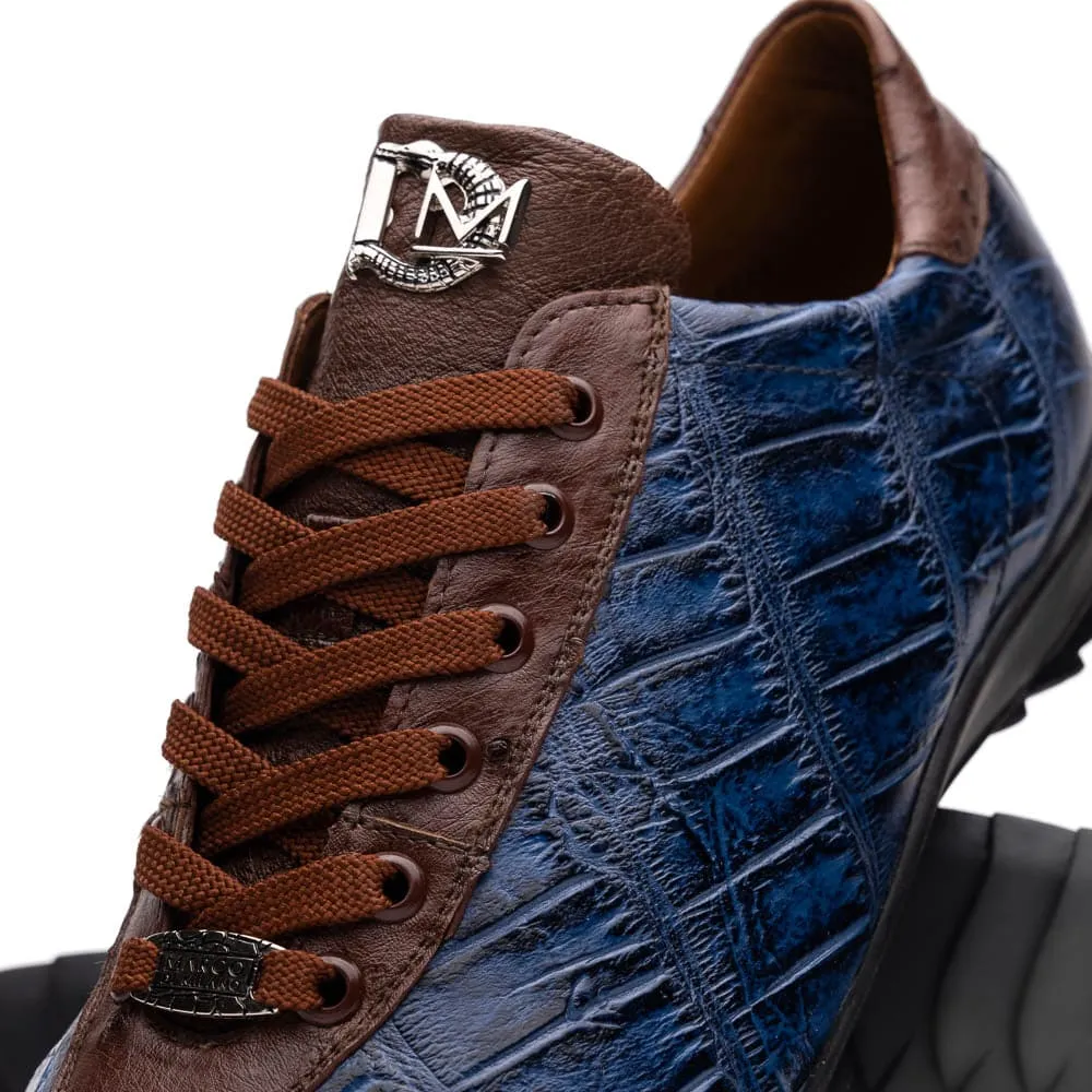 Marco Di Milano Saulo Blue Jeans Exotic Ostrich and Alligator Casual Sneakers sold by Alberto Nardoni product image thumbnail 3