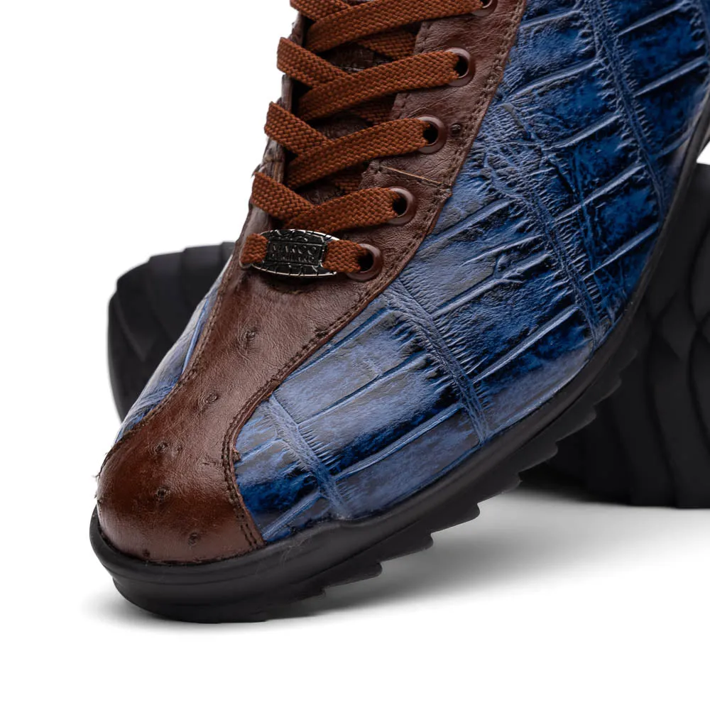 Marco Di Milano Saulo Blue Jeans Exotic Ostrich and Alligator Casual Sneakers sold by Alberto Nardoni product image thumbnail 4
