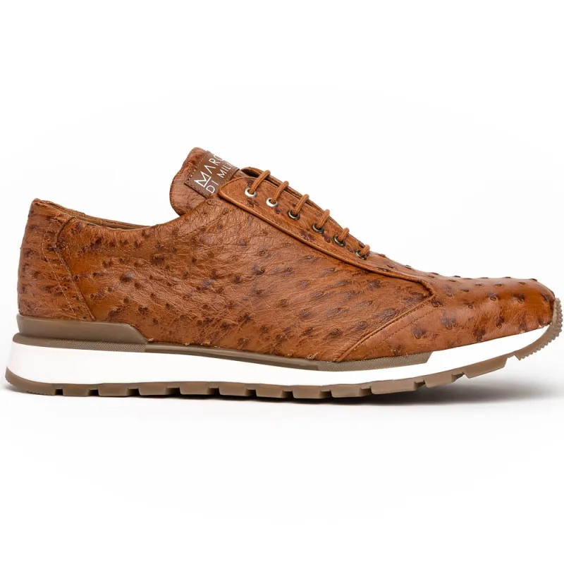Marco Di Milano Scanno Cognac Ostrich Quill Sneakers sold by Alberto Nardoni