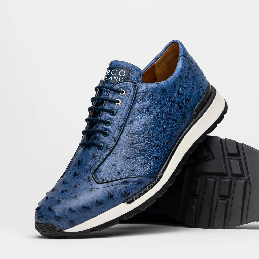 Marco Di Milano Scanno Antique Navy Ostrich Quill Sneakers sold by Alberto Nardoni product image thumbnail 3