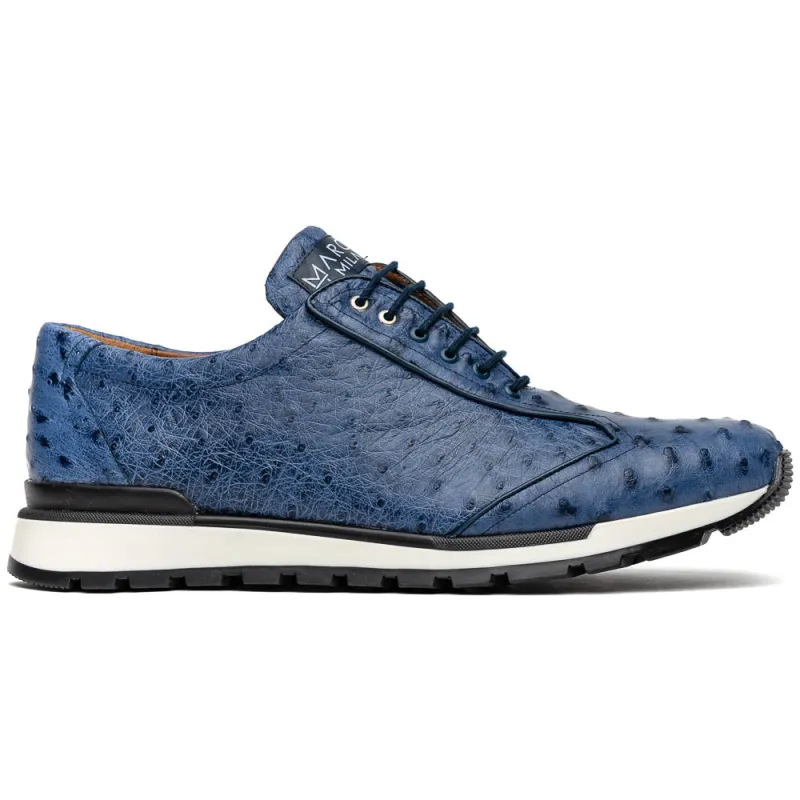 Marco Di Milano Scanno Antique Navy Ostrich Quill Sneakers sold by Alberto Nardoni