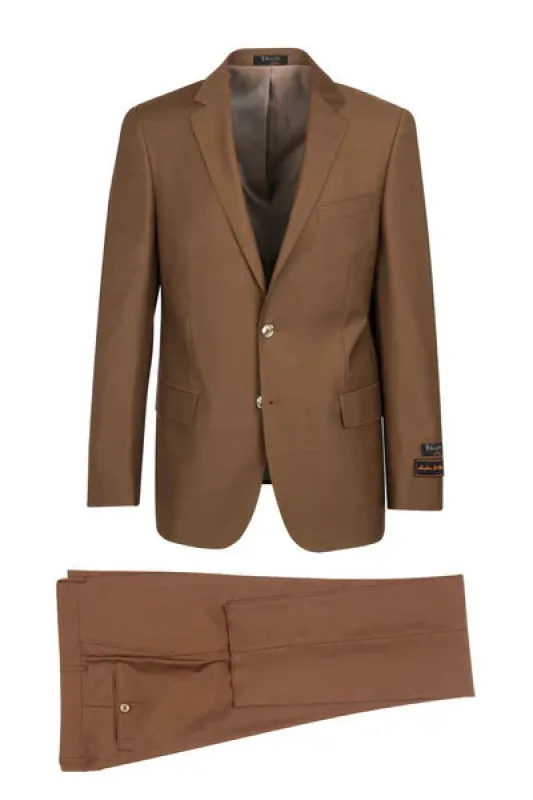 Novello Tobacco, Modern Fit, Pure Wool Suit by Tiglio Luxe - Tobacco sold by Alberto Nardoni