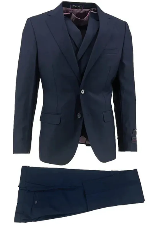 Porto Slim Fit, Pure Wool Suit & Vest by Tiglio Luxe TS4066/2 sold by Alberto Nardoni