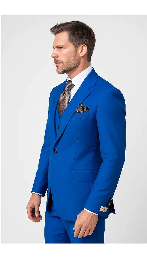 Royal Blue 3-Piece Suit - Rossi Man ELI RM110 Slim Fit Mens Formalwear sold by Alberto Nardoni product image thumbnail 2