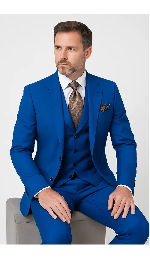 Royal Blue 3-Piece Suit - Rossi Man ELI RM110 Slim Fit Mens Formalwear sold by Alberto Nardoni product image thumbnail 4