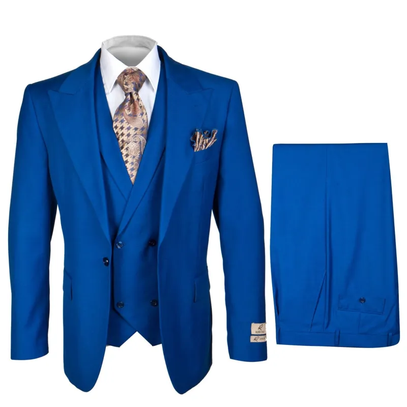 Royal Blue 3-Piece Suit - Rossi Man ELI RM110 Slim Fit Mens Formalwear made by Alberto Nardoni