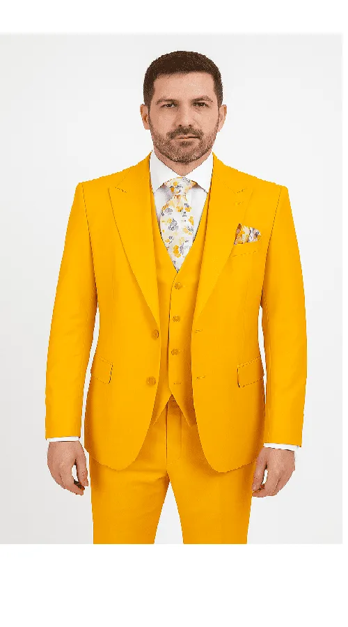 Rossi Man ELI RM103 - Modern Fit 3-Piece Mens Suit in Bold Yellow sold by Alberto Nardoni product image thumbnail 2
