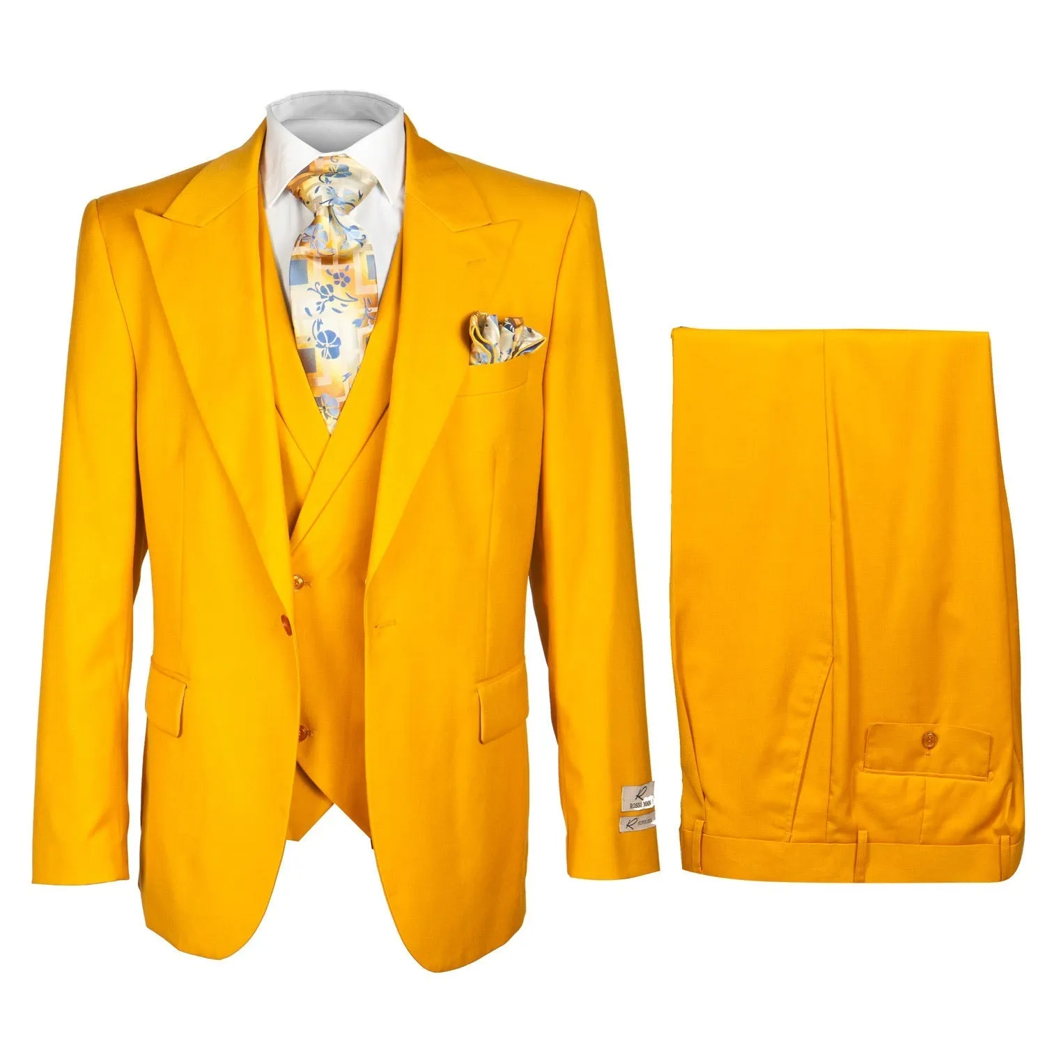 Rossi Man ELI RM103 - Modern Fit 3-Piece Mens Suit in Bold Yellow sold by Alberto Nardoni