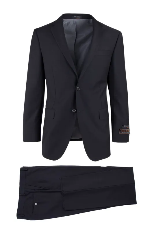 Novello Black, Modern Fit, Pure Wool Suit by Tiglio Luxe sold by Alberto Nardoni