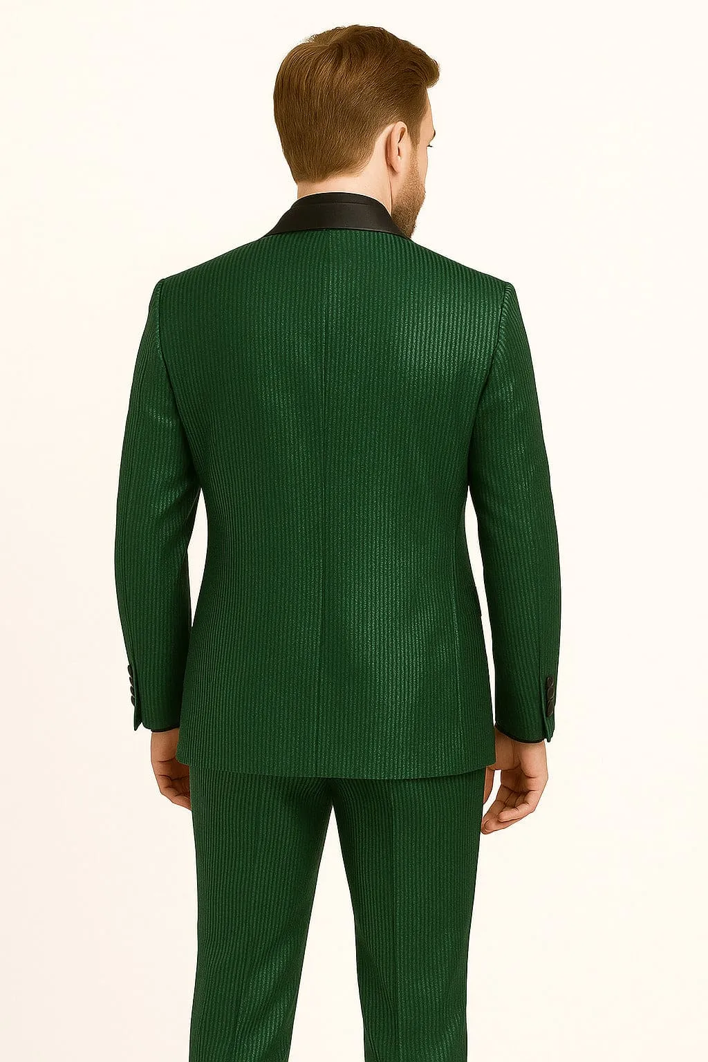 Men's Emerald Green Shiny Tuxedo with Black Satin Lapel and Matching Bow Tie – Ultra Slim Fit sold by Alberto Nardoni product image thumbnail 2