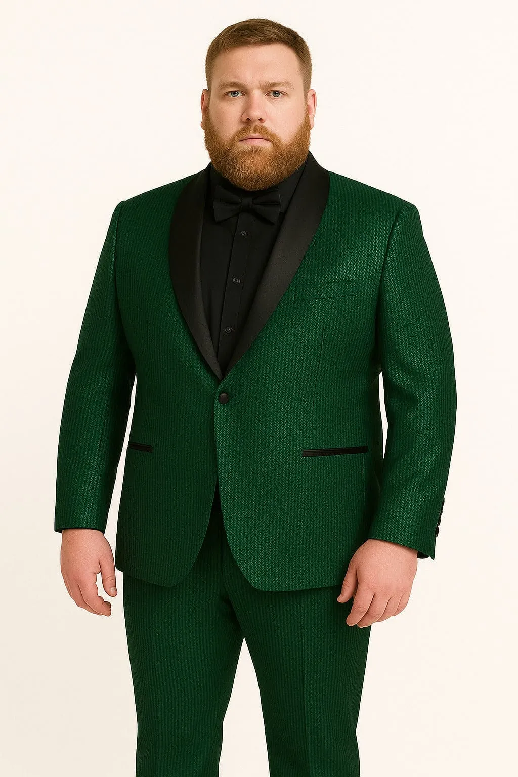 Men's Emerald Green Shiny Tuxedo with Black Satin Lapel and Matching Bow Tie – Ultra Slim Fit sold by Alberto Nardoni product image thumbnail 4