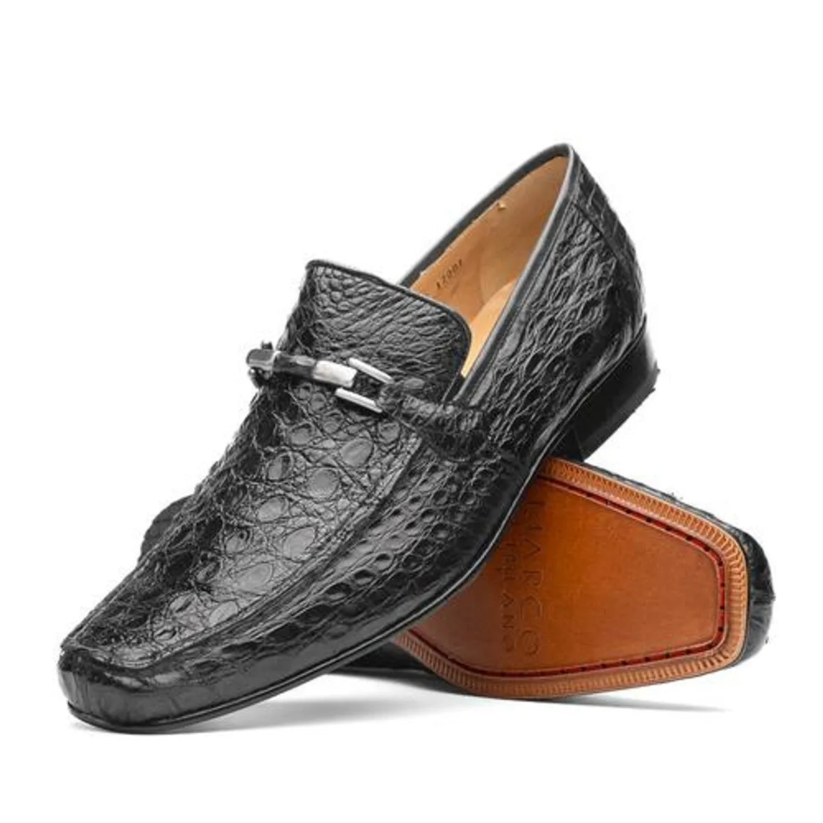Marco Di Milano Men's Gray Caiman Gator Loafer Metal Bit Fabro sold by Alberto Nardoni