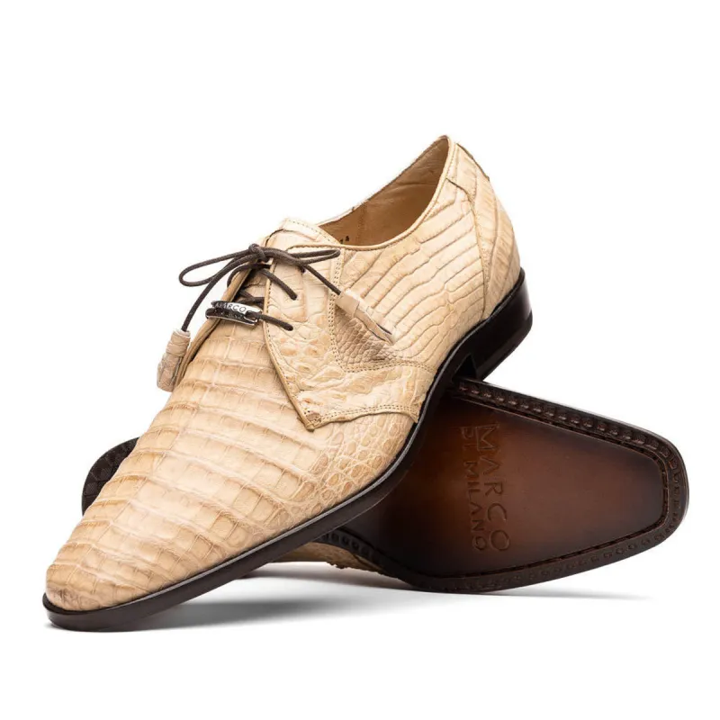 Marco Milano Exotic Caiman Shoes Oryx Tan Gator Derby Lacio sold by Alberto Nardoni