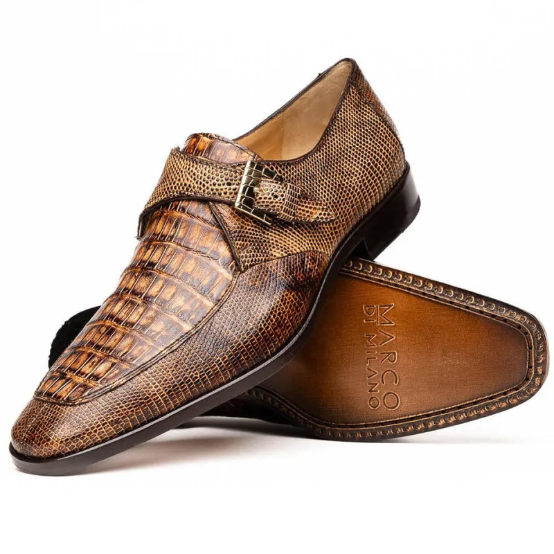 Marco Di Milano Rustic Beige Crocodile Lizard Shoes Monkstrap Toluca sold by Alberto Nardoni