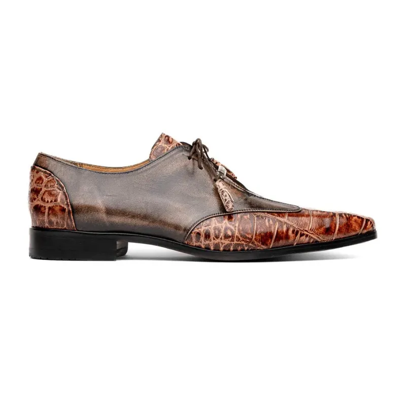 Marco Di Milano Anzio Exotic Alligator & Calfskin Leather Orix Brown Derby sold by Alberto Nardoni