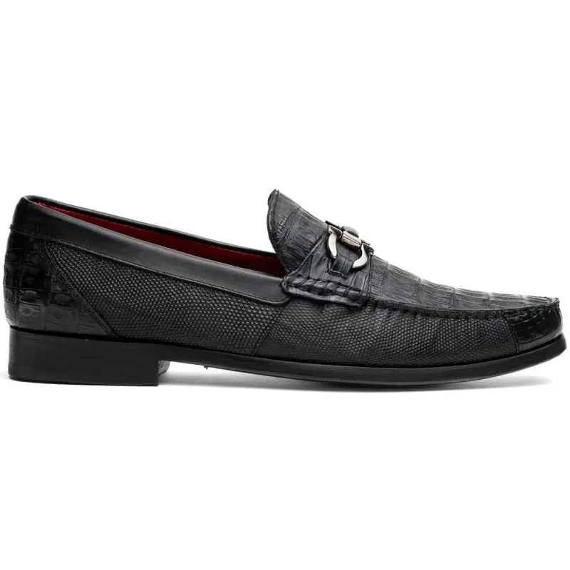 Marco Di Milano Adro Black Caiman Crocodile/Lizard Bit Loafers sold by Alberto Nardoni
