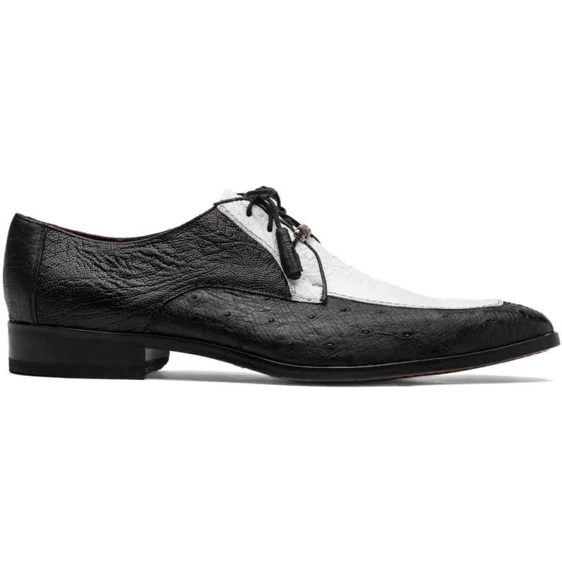 Marco Di Milano Andretti Black/White Ostrich Leg Shoes sold by Alberto Nardoni