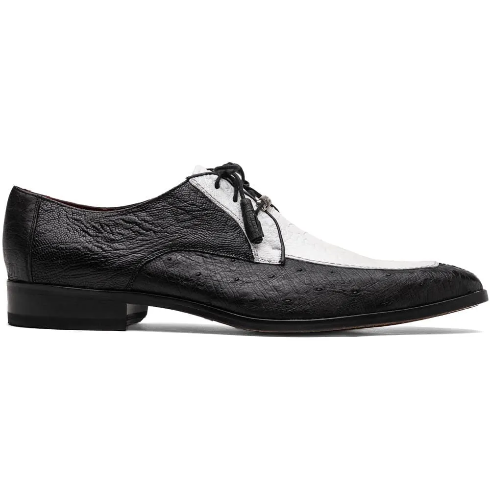 Marco Di Milano Andretti Black/White Ostrich Leg Shoes sold by Alberto Nardoni