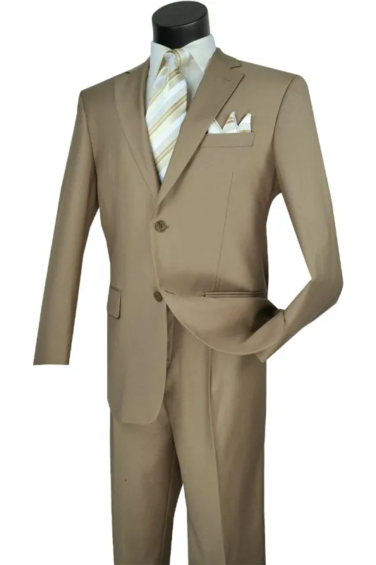 Mens 2 Button Classic Fit Pleated Pant Suit in Khaki sold by Alberto Nardoni