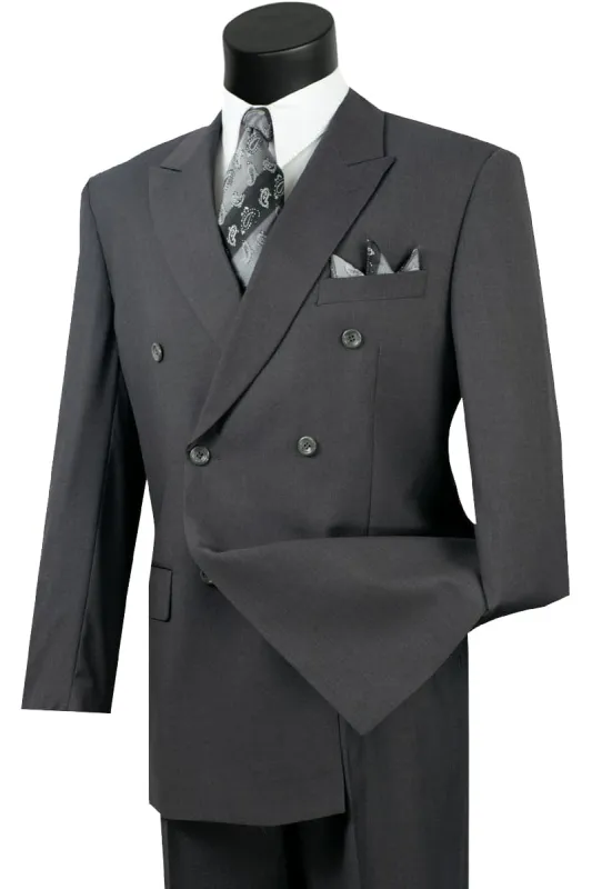 Mens Classic Wool Feel Double Breasted Suit in Heather Grey sold by Alberto Nardoni