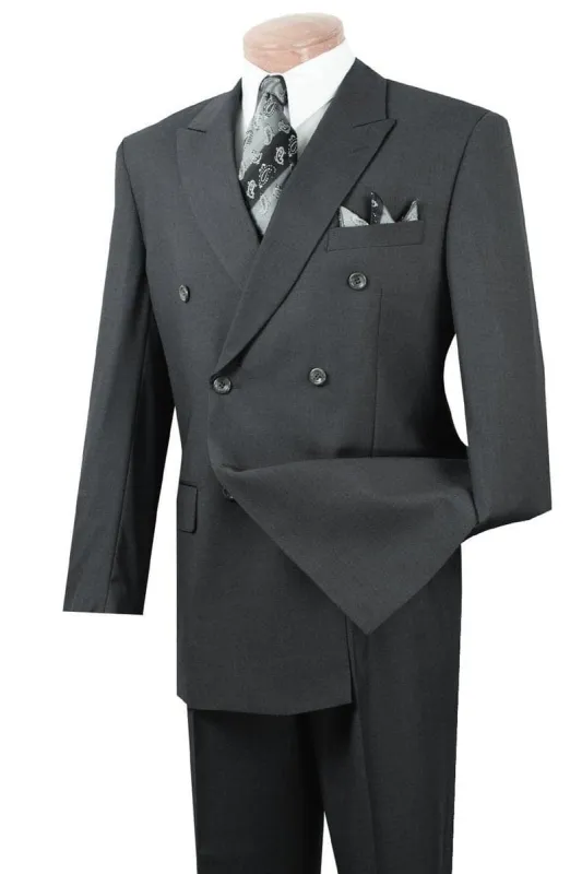 Mens Classic Poplin Double Breasted Suit in Charcoal sold by Alberto Nardoni