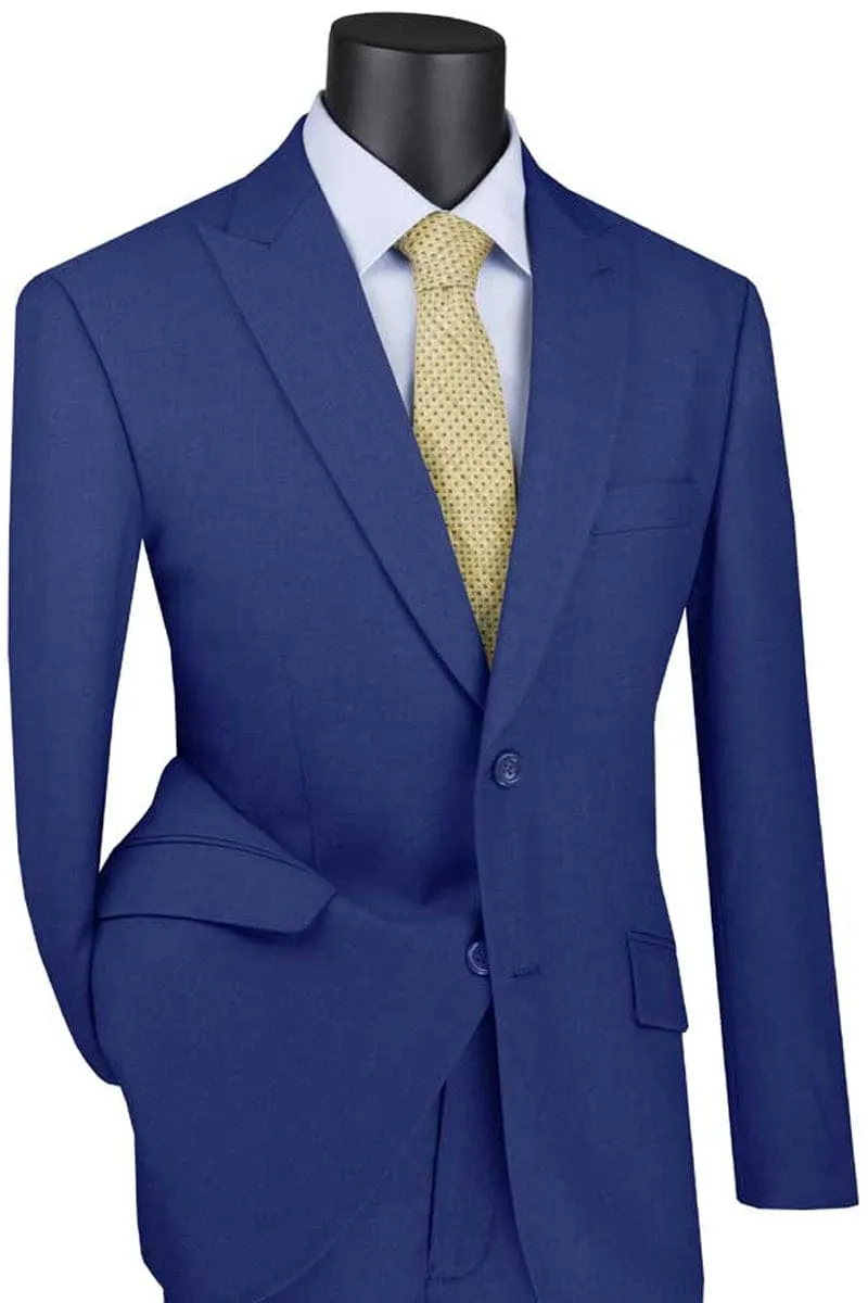 Mens 2 Button Modern Fit Peak Lapel Suit in Blue sold by Alberto Nardoni