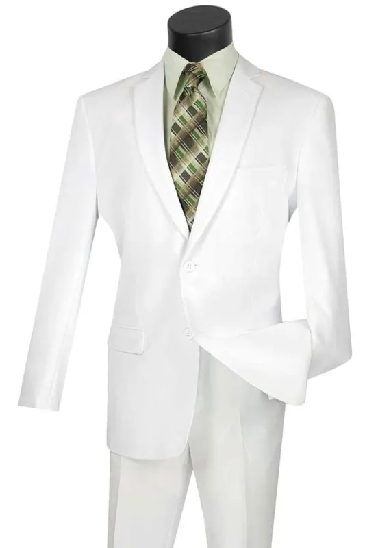 Mens 2 Button Slim Fit Poplin Suit in White sold by Alberto Nardoni
