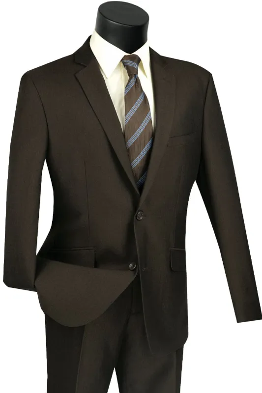 Mens 2 Button Slim Fit Textured Weave Suit in Brown sold by Alberto Nardoni