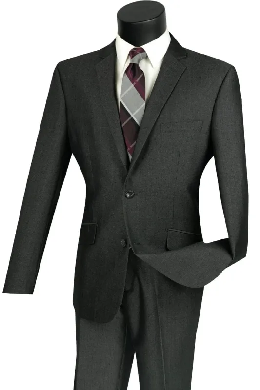 Mens 2 Button Slim Fit Textured Weave Suit in Smoke sold by Alberto Nardoni