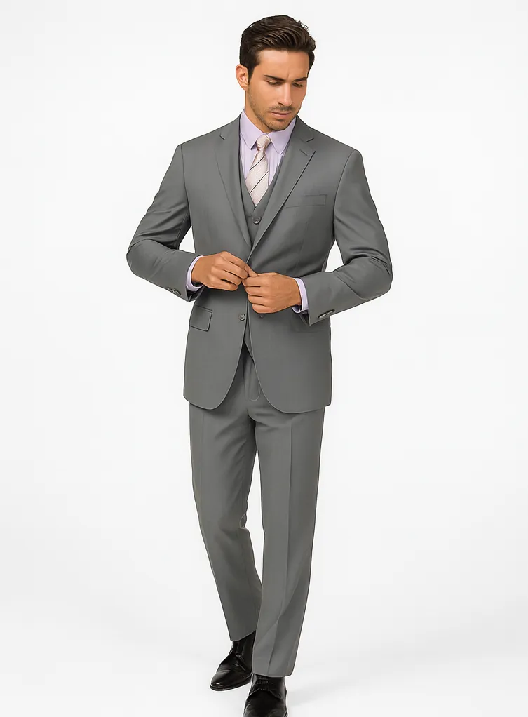Mens Vested Slim Fit Wool Feel Suit in Medium Grey sold by Alberto Nardoni product image thumbnail 5