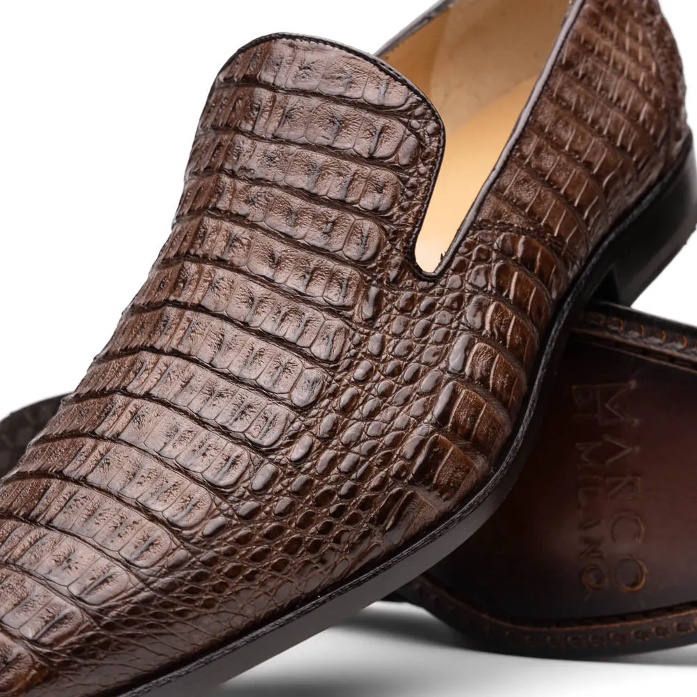 Marco Di Milano Trento Brown Men's Shoes Caiman Crocodile Slip-on Loafers sold by Alberto Nardoni product image thumbnail 3