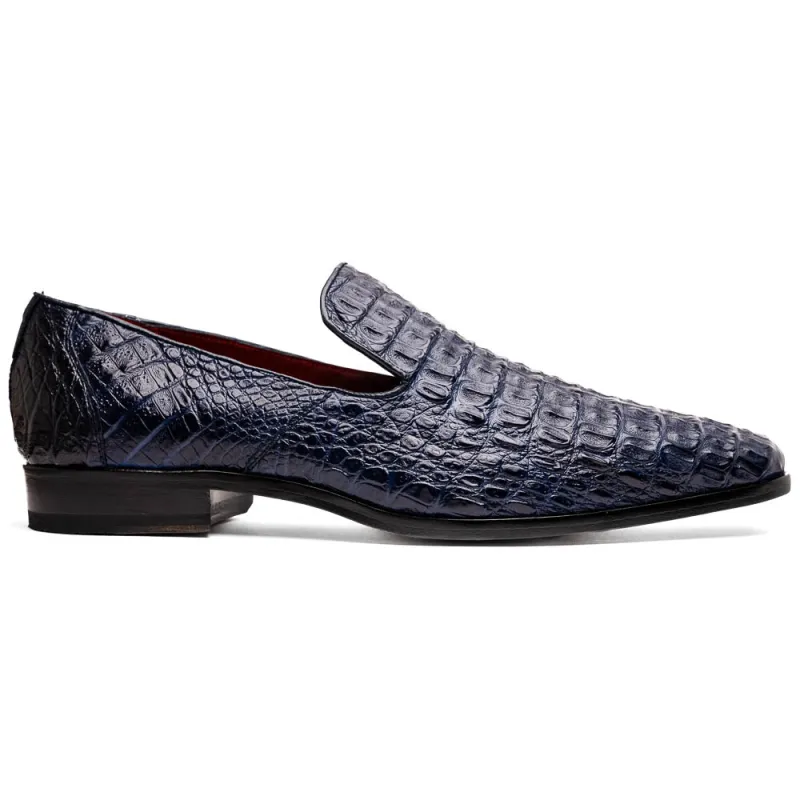 Marco Di Milano Trento Navy Men's Shoes Caiman Crocodile Slip-on Loafers sold by Alberto Nardoni