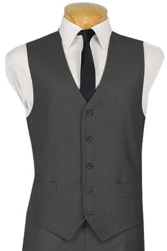 Mens Classic 5 Button Suit Vest in Charcoal sold by Alberto Nardoni