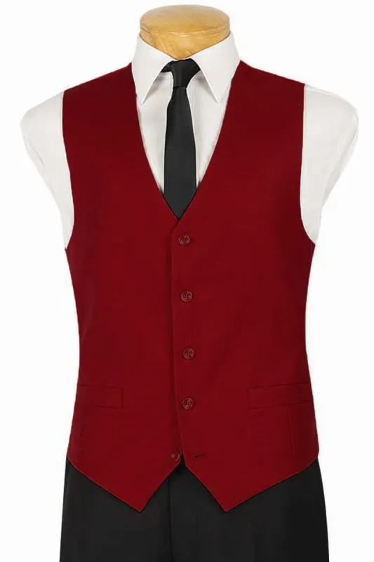 Mens Classic 5 Button Suit Vest in Burgundy sold by Alberto Nardoni