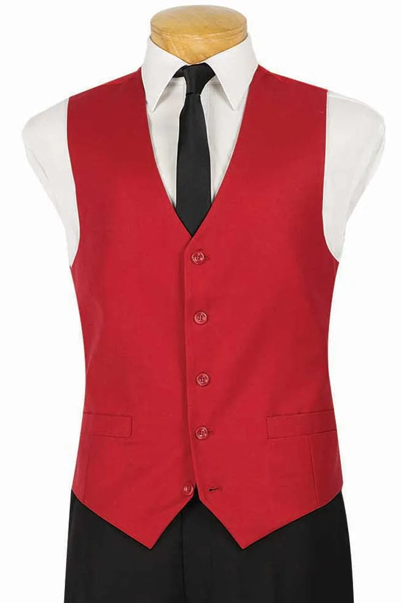 Mens Classic 5 Button Suit Vest in Red sold by Alberto Nardoni