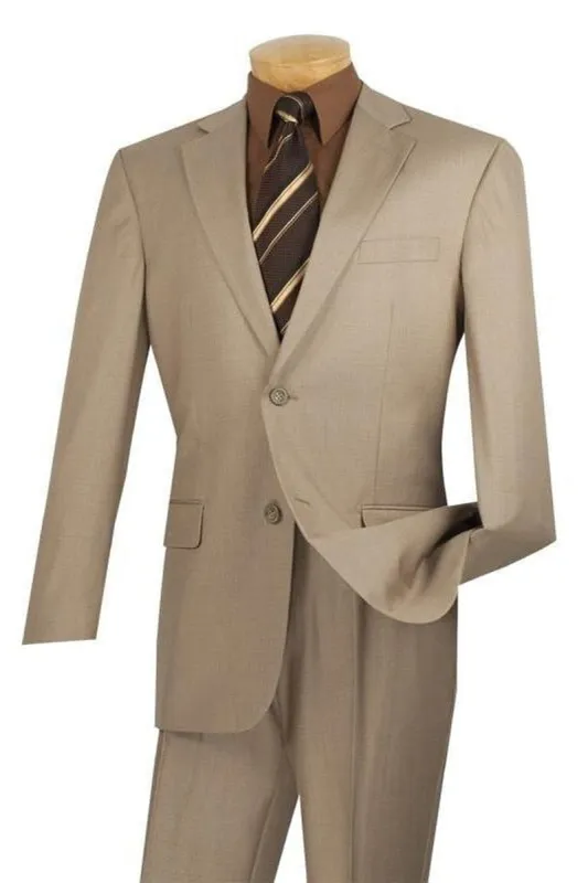Mens 2 Button Modern Fit Texured Weave Suit in Beige sold by Alberto Nardoni