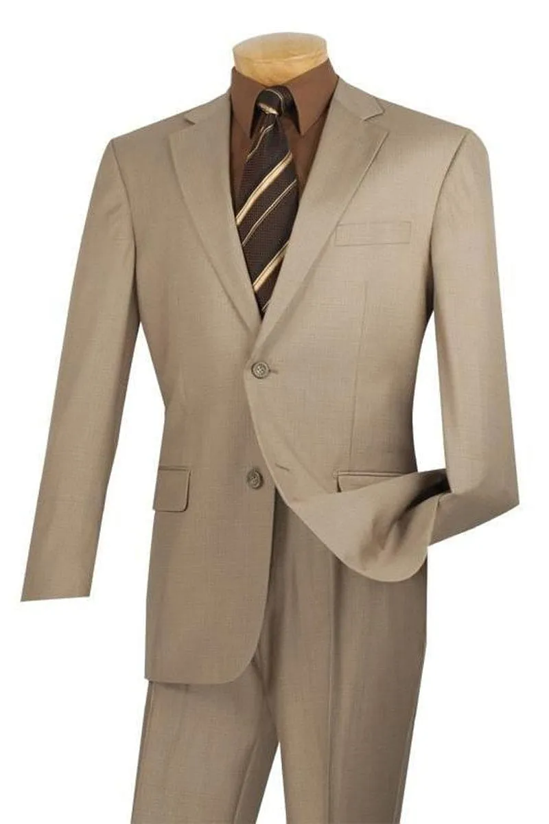 Mens 2 Button Modern Fit Texured Weave Suit in Beige sold by Alberto Nardoni