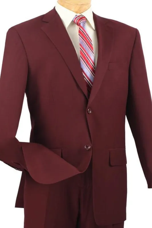 Mens 2 Button Modern Fit Texured Weave Suit in Burgundy sold by Alberto Nardoni