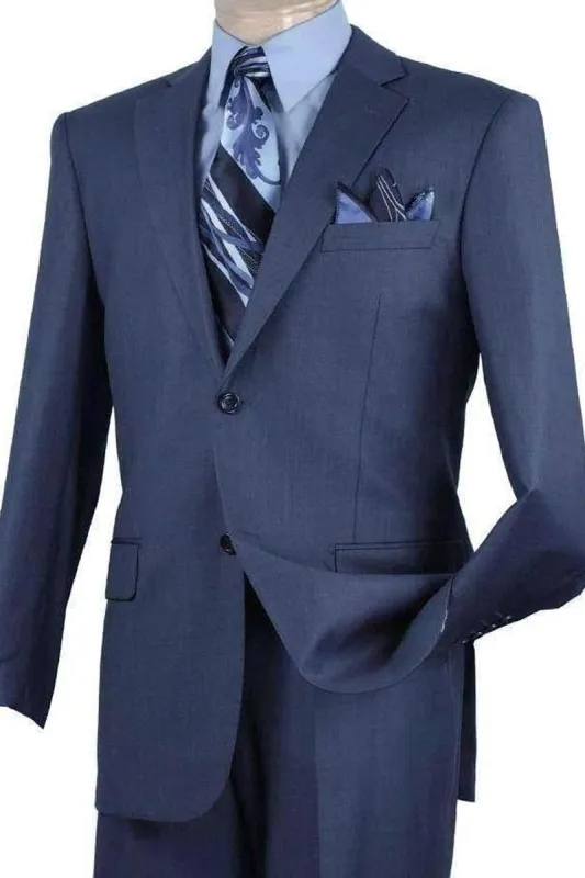 Mens 2 Button Modern Fit Texured Weave Suit in Blue sold by Alberto Nardoni