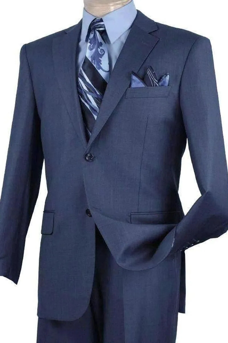 Mens 2 Button Modern Fit Texured Weave Suit in Blue sold by Alberto Nardoni