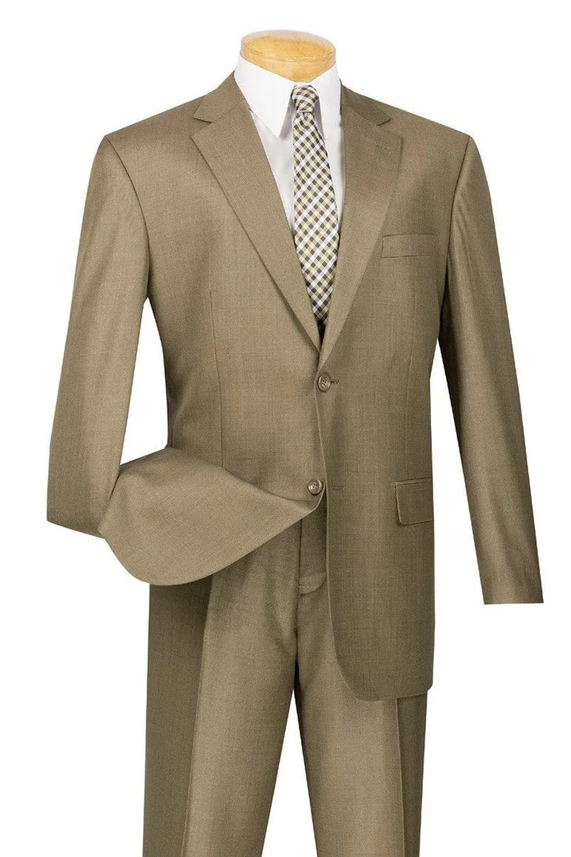 Mens 2 Button Modern Fit Texured Weave Suit in Taupe sold by Alberto Nardoni