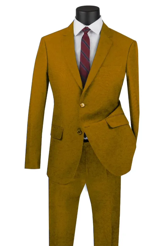 Mens Basic 2 Button Classic Fit Poplin Suit in Khaki sold by Alberto Nardoni
