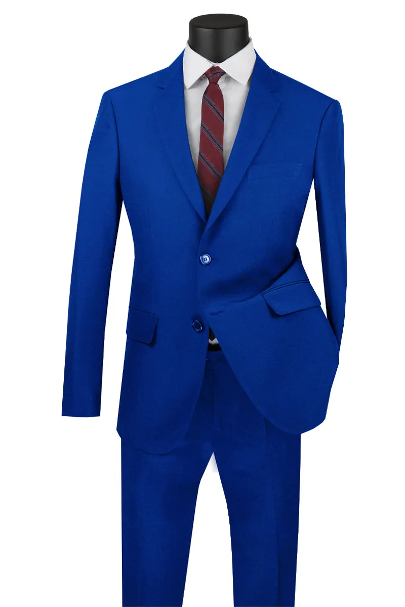 Mens Basic 2 Button Classic Fit Poplin Suit in Royal sold by Alberto Nardoni