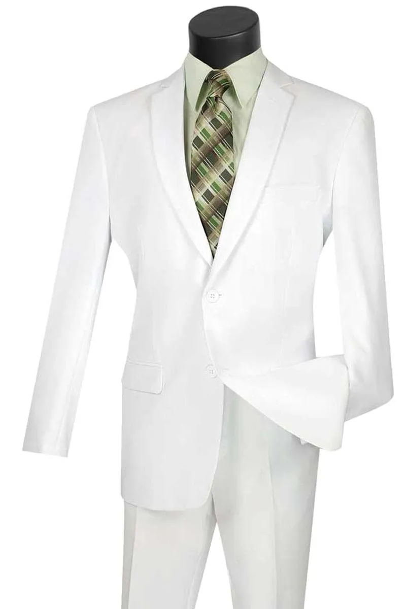 Mens Basic 2 Button Classic Fit Poplin Suit in White sold by Alberto Nardoni