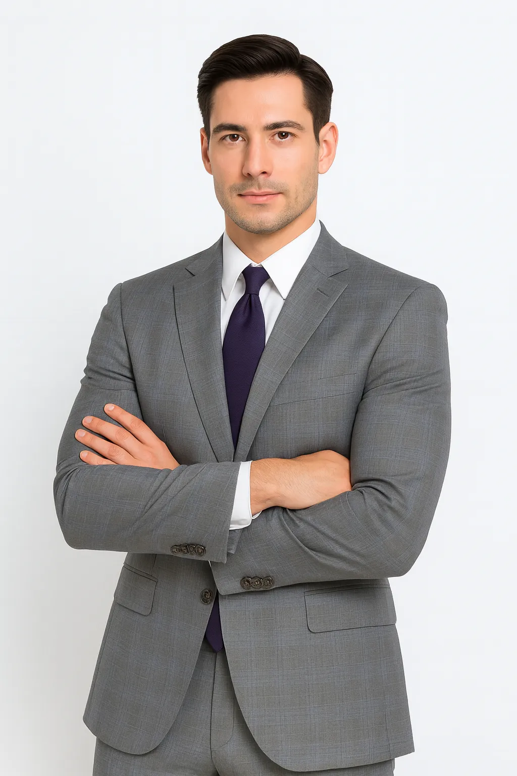 Mens 2 Button Peak Lapel Modern Plaid Suit in Grey sold by Alberto Nardoni product image thumbnail 2