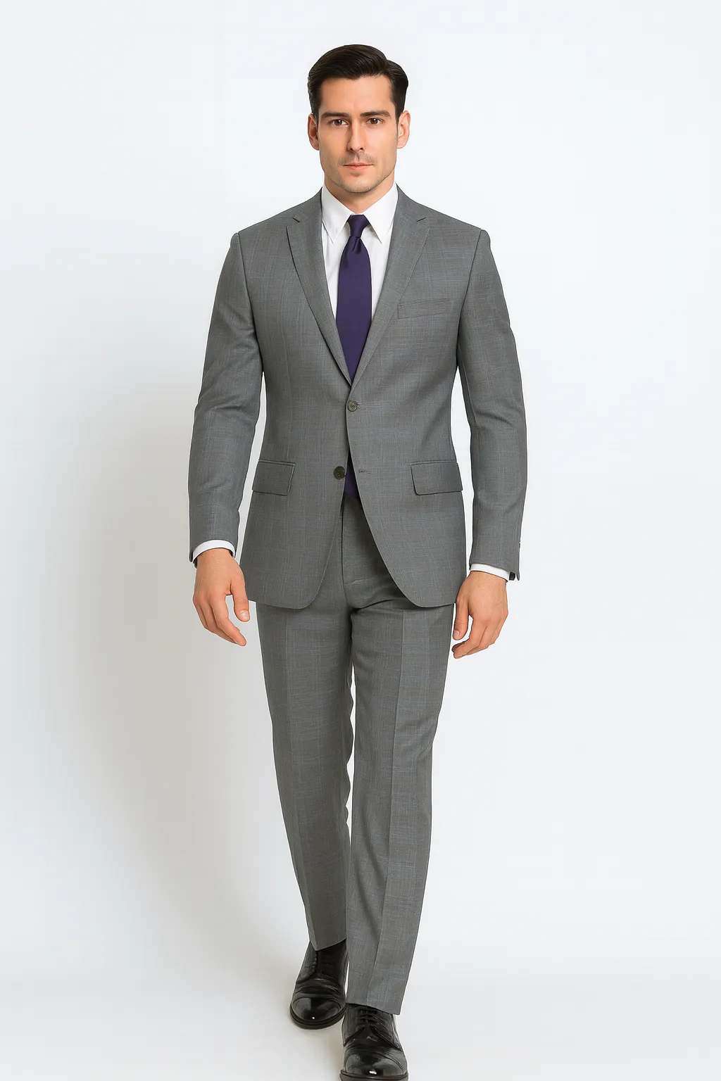 Mens 2 Button Peak Lapel Modern Plaid Suit in Grey sold by Alberto Nardoni product image thumbnail 4