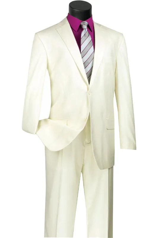 Mens 2 Button Classic Fit Pleated Pant Suit in Ivory sold by Alberto Nardoni